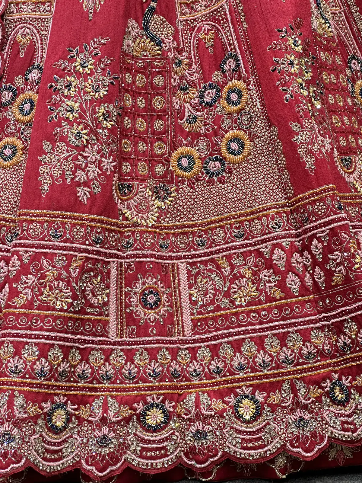 Mehroon Silk Bridal Lehenga With Handwork